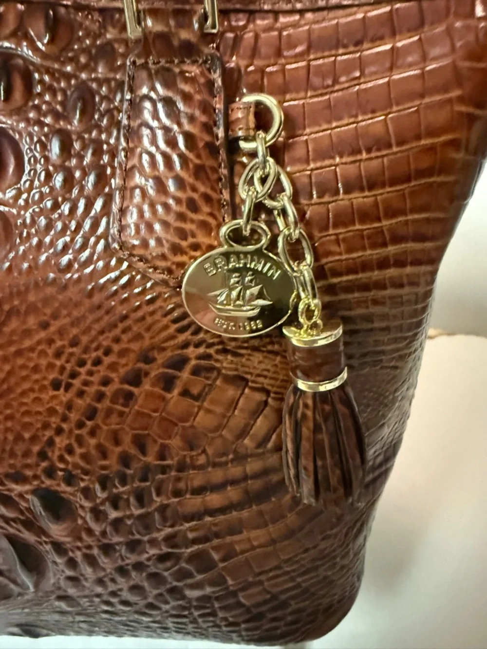 Brahmin Medium Asher Tote in Pecan Melbourne Leather - Clean & Dust Bag Included - Picture 9 of 9